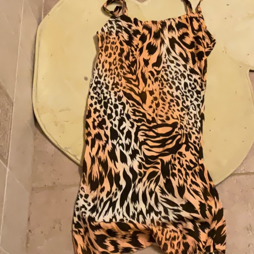 Vibrant Orange and Black Bodysuit Dress